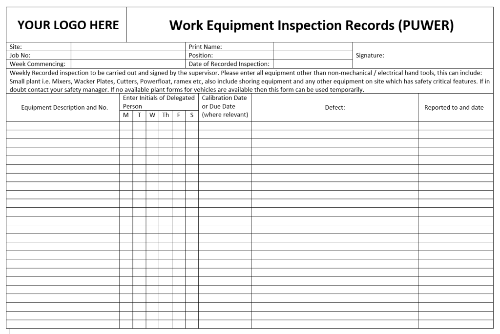 Example blank form